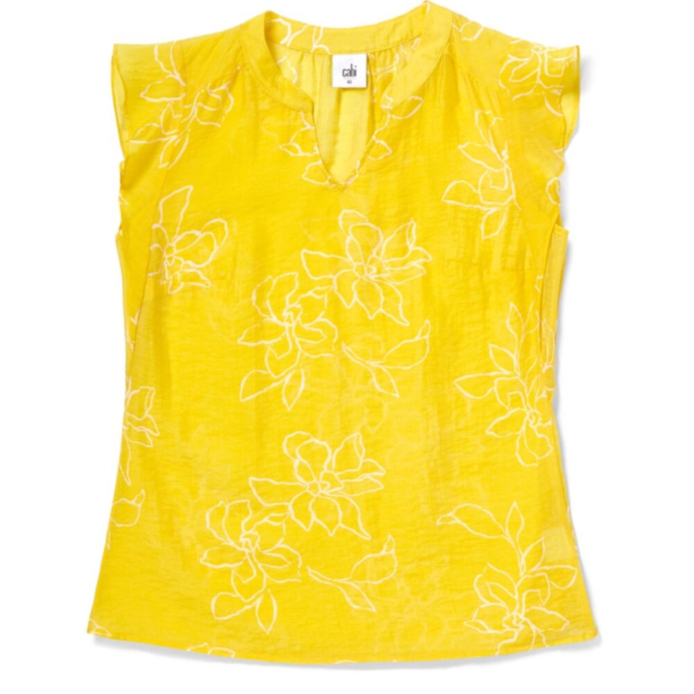 Cabi Savanna Yellow Sleeveless Top Style 6599 Size M